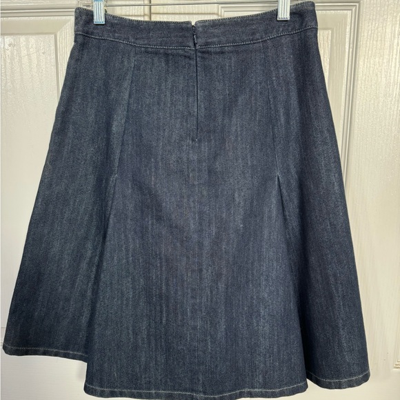 Ann Taylor Denim Pleated A-Line Skirt - Picture 2 of 6